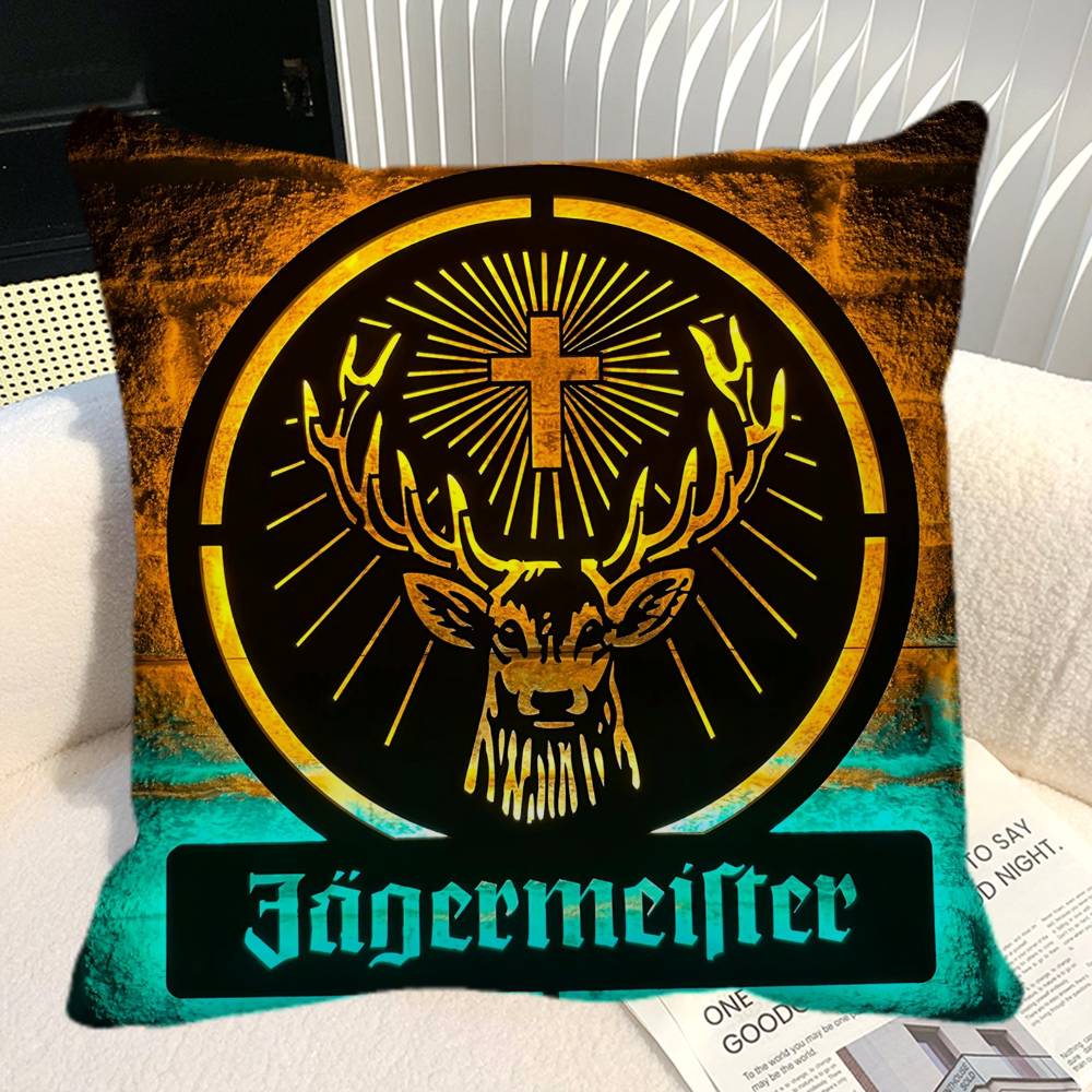 Alcohol Jjagermeister Pillow Case Square Pillow Bedroom Sofa Leisure Comfort Cushion Car Home Decoration