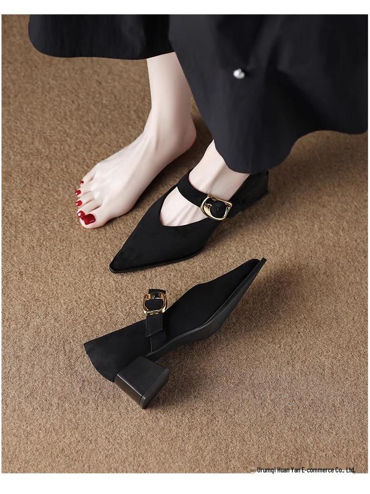 Французские ретро туфли Мэри Джейн на высоком каблуке - Изысканный стиль Весна/Осень 2025 для женщин с острым носком, идеально подходят к юбкам.