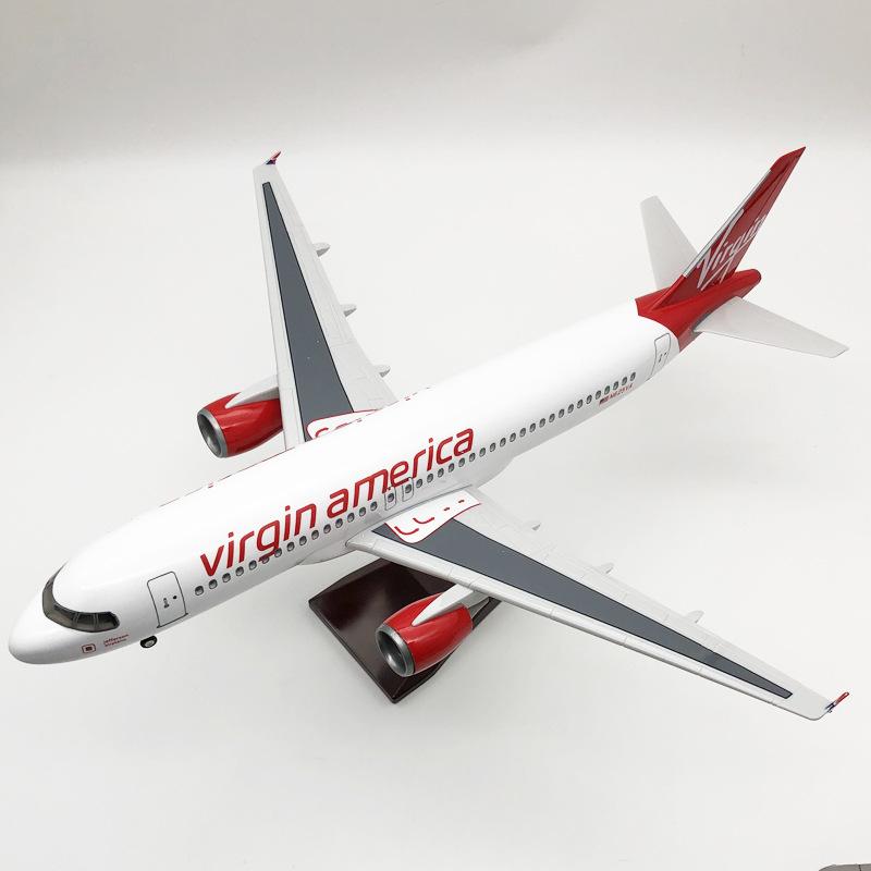 Литая смола Модель самолета 1/80 47СМ Самолет A320 Авиалинии Virgin Air Свет С Колесами Шасси Коллекция Дисплей Офис