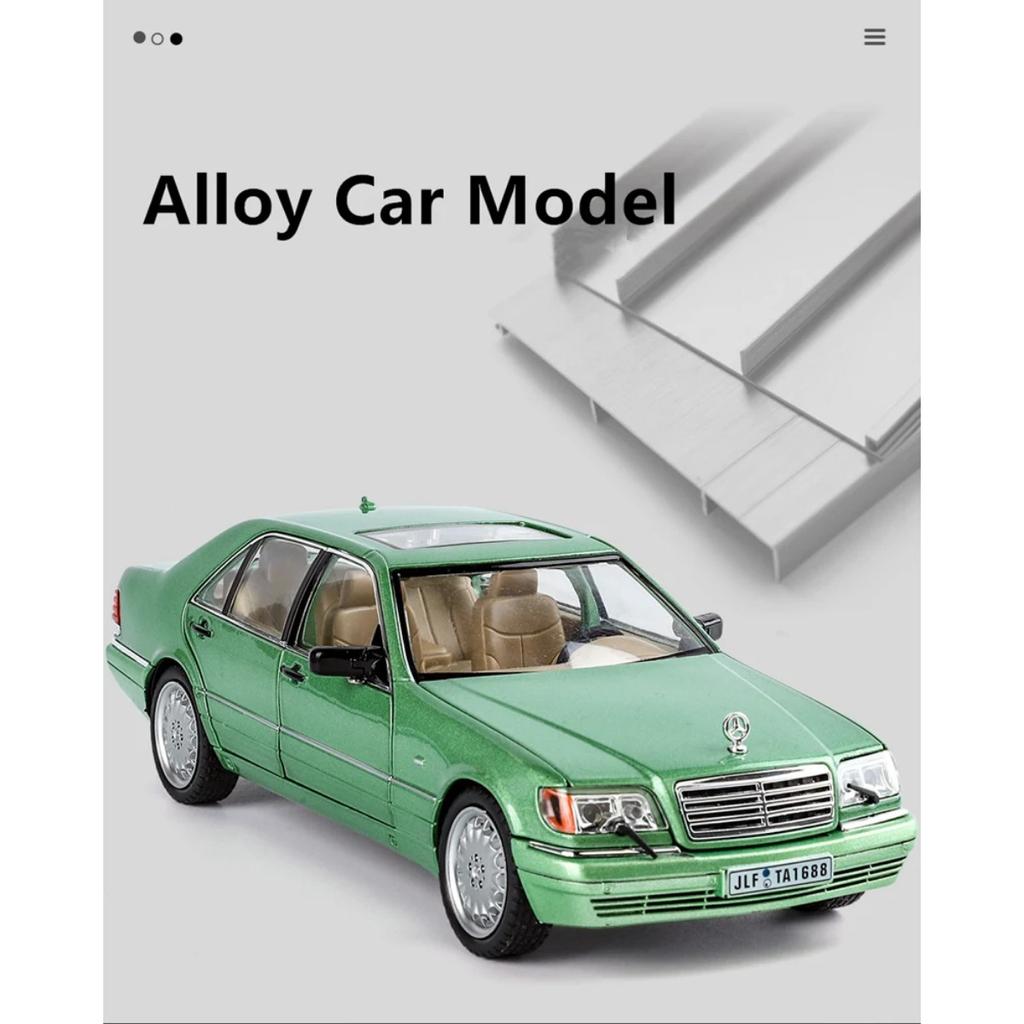1/24 Benz W140 320SEL Alloy Vintage Car Diecast Metal Classic Car Toy Model Sound Light Pull Back Collectibles Children Birthday Gift