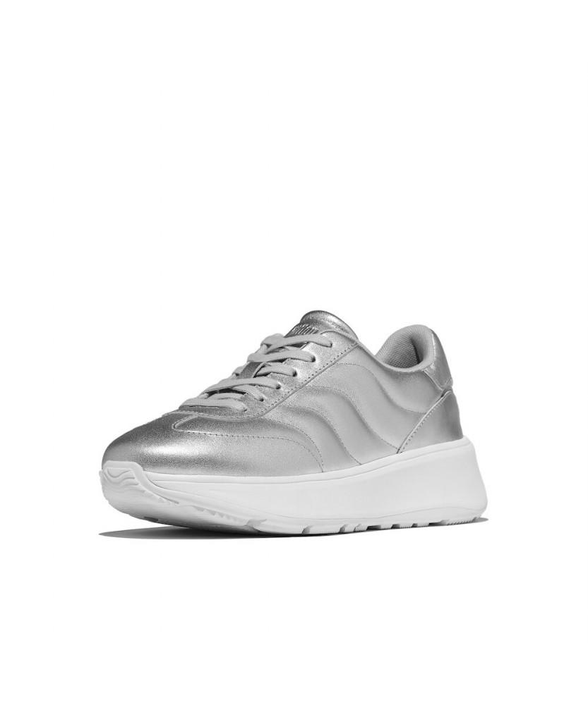Fitflop [F-Mode] Women'S Wave Metallic Leather Sneakers - Silver (Ft59K2N072)
