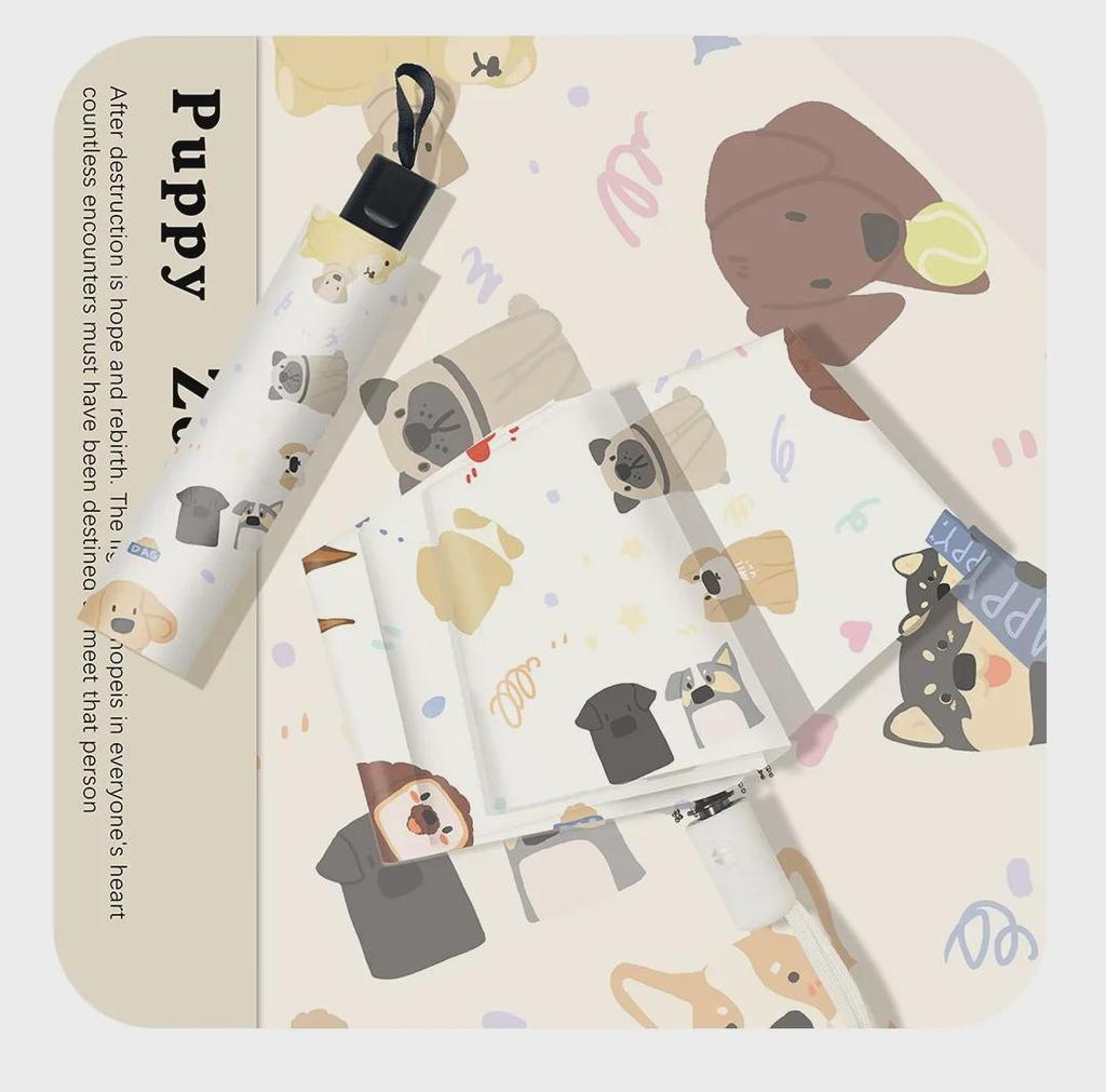 Милый щенок, автоматический женский зонт двойного назначения от солнца и дождя - защита от ультрафиолета, легкий и портативный