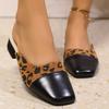 Женские летние туфли на высоком каблуке с квадратным носком, новый леопардовый принт, низкий каблук, туфли Мэри Джейн, сексуальные шлепанцы с сумкой на носке