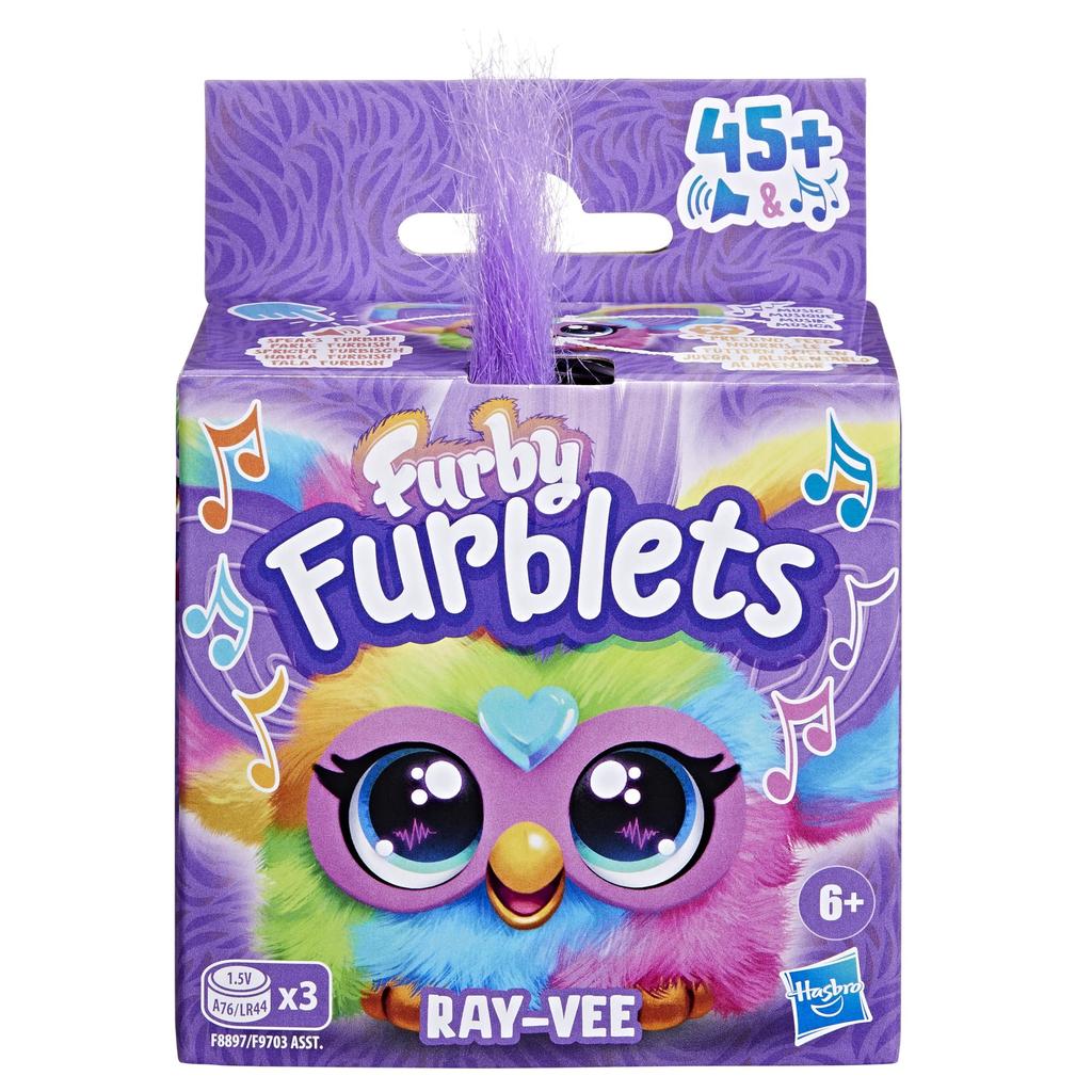 Hasbro Furby Furblets Rayvie Mini Friend Over 45 Furby Language Electric Plush Toy for Boys and Girls Christmas Gift Ages Rainbow F8897 Genuine New