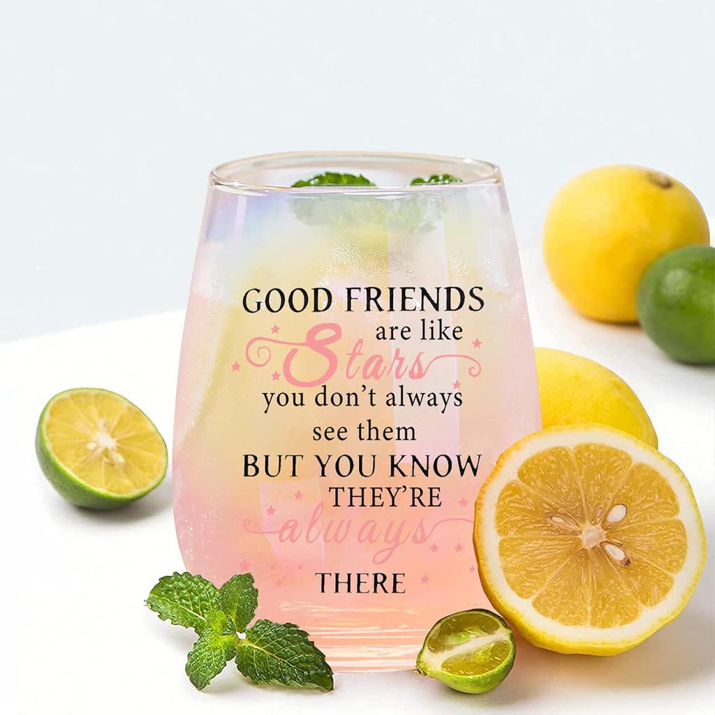 Colorful Stemless Wine Glasses Teacher Gifts For Women Birthday Gifts for Women Colleagues Best Friend For Her Cute Funny Gifts