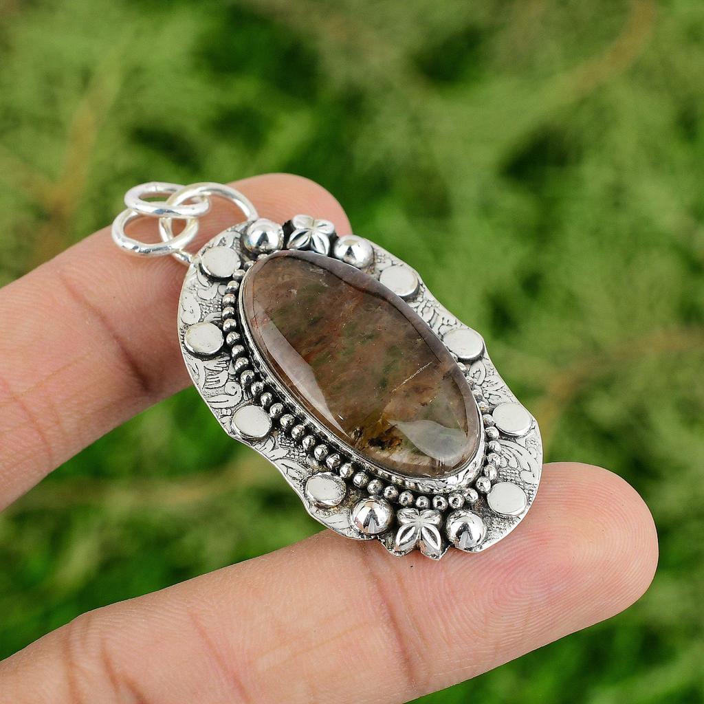 Daughters Day Sale 925 Silver Elestial Quartz Stone Bezel Sister Pendant Jewelry