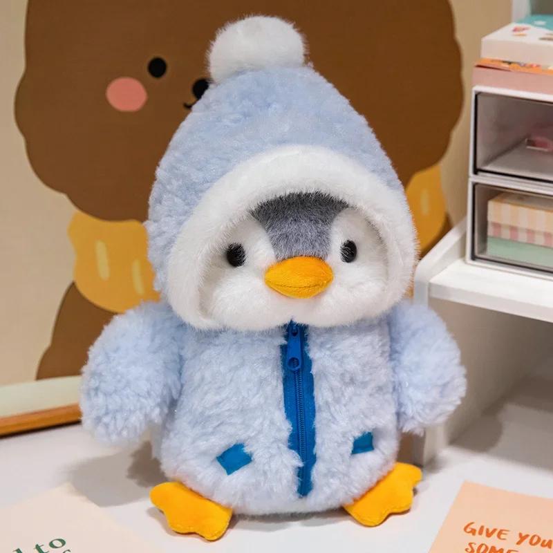 Neue süße Pinguin Plüschtier Baby beruhigende Schlafpuppe Flauschiger Pinguin trägt Kleidung Hüte Stofftier Kissen Geburtstagsgeschenk