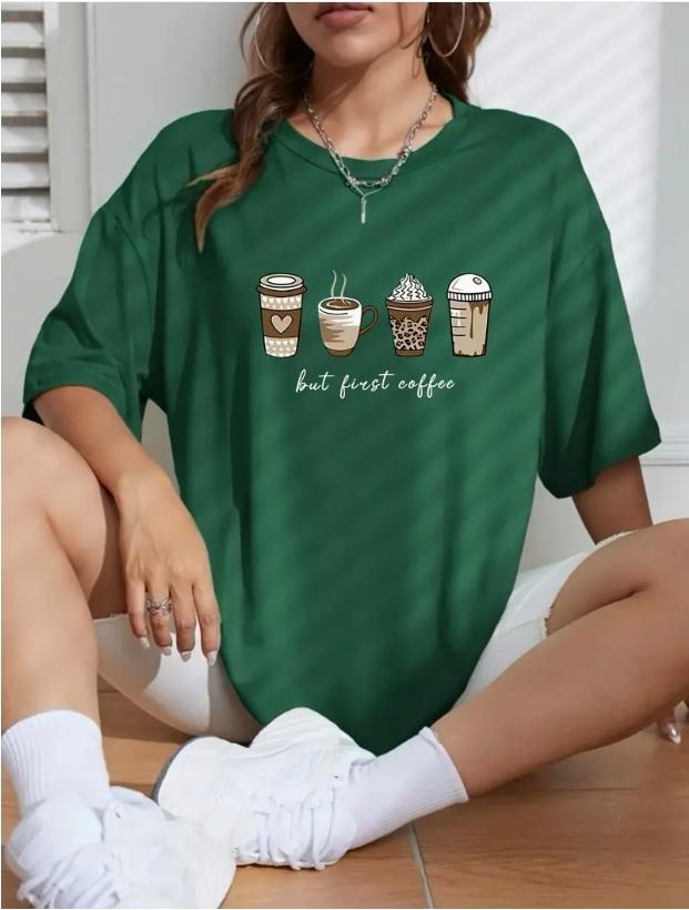 Модная женская футболка с простым принтом «Кухня», «Напитки», с буквами, забавная повседневная футболка с круглым вырезом и короткими рукавами, летняя женская футболка