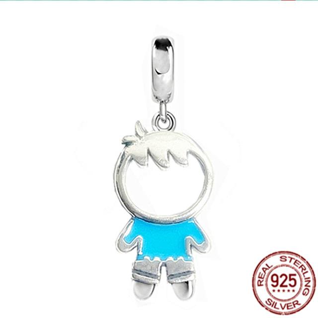 925 Sterling Silver Little Girl And Little Boy Dangle Charm Beads Fit Sweet Fasion Bracelet Bangle Diy Jewelry Gift