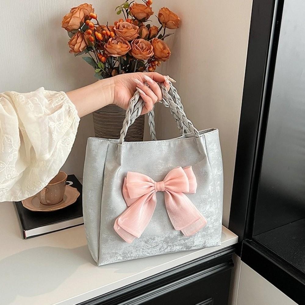 Soft Women's Shoulder Bag PU Crossbody Bag Portable Bow Shoulder Bag Daily Commute