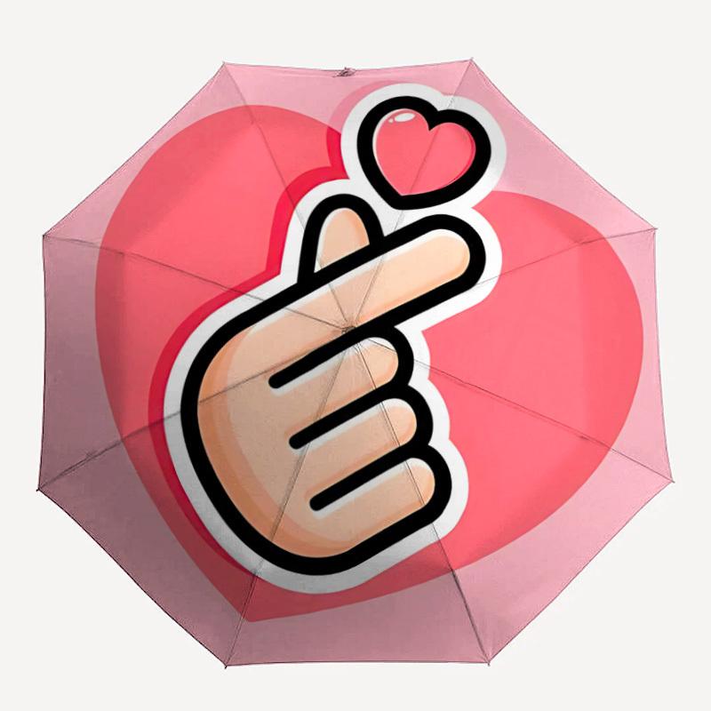 1pc Heart Gesture Folding Umbrella, Durable, Suitable for Outdoor Activities or Rain, Suitable for Commuting yy251027107