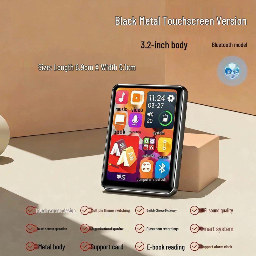 Portable Touchscreen Music & E-Book Player with Bluetooth Connectivity