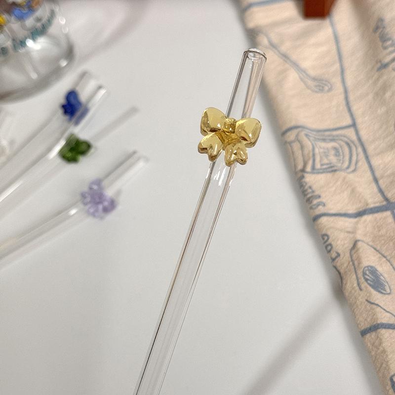 1 шт. 8 мм стеклянная соломинка, многоразовые соломинки для питья, милая бабочка, термостойкая соломинка для фестиваля, вечеринки, свадьбы, коктейль-бара, пляжа