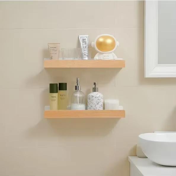 Wood Aluminum Waterproof for Bathroom Shelf Shelves Shampoo Makeup Storage Holder Accessories Kitchen Sorage Bath Accessories