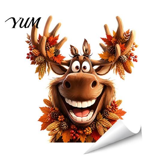 Removable Holiday Window Art Thanksgiving Sticker, Static Cling Fall Decal, Electrostatic Glass Stickers Cute Animal Sticker for Autumn Decoration