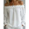 IHUASU Women's Fashion One-shoulder Long Sleeve Spring Autumn Casual Blouses & Shirts Elegant