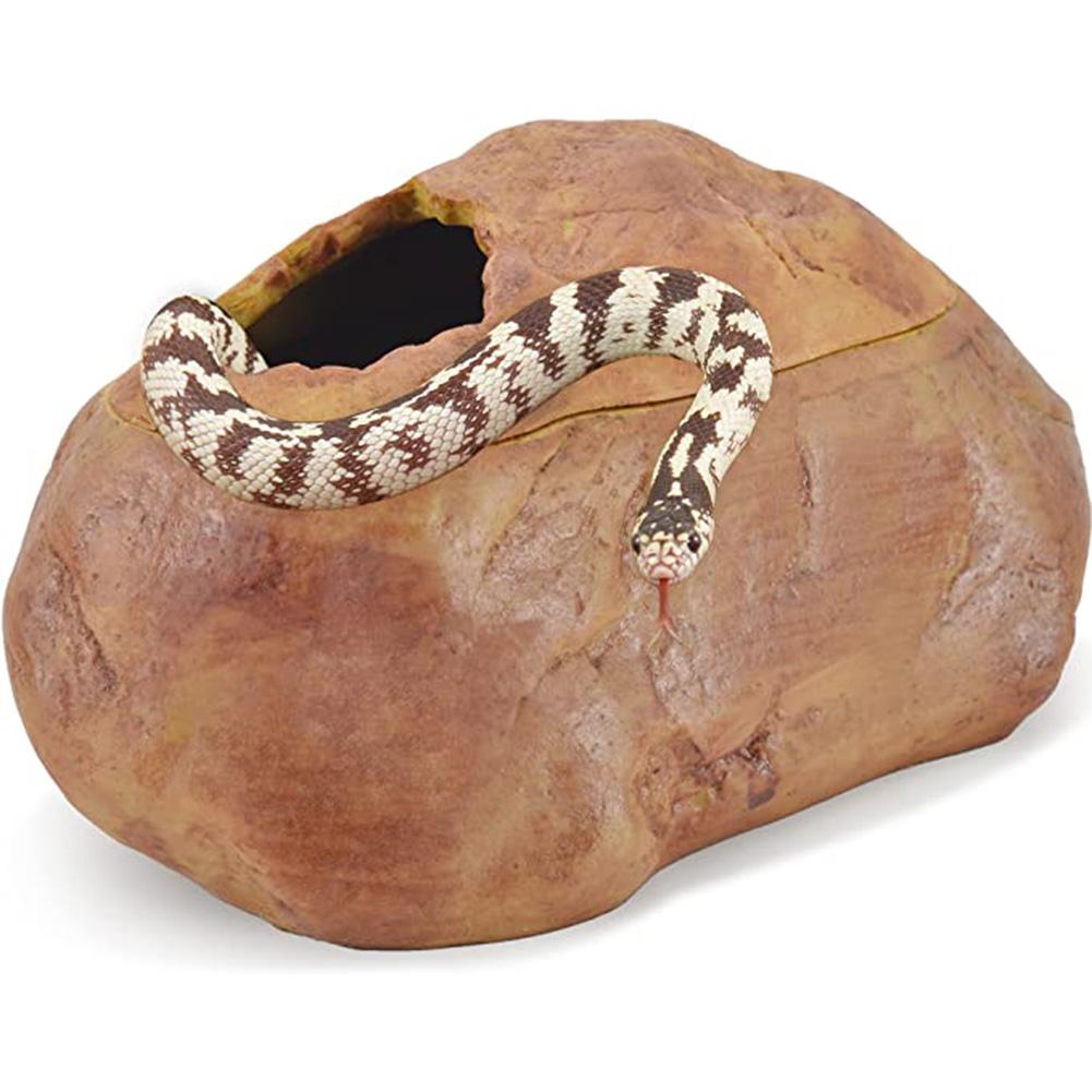 Resin Reptiles Hide Cave Hideout Natural Rock Look Breeding Box Egg-laying Shelters For Snake Rat Gecko