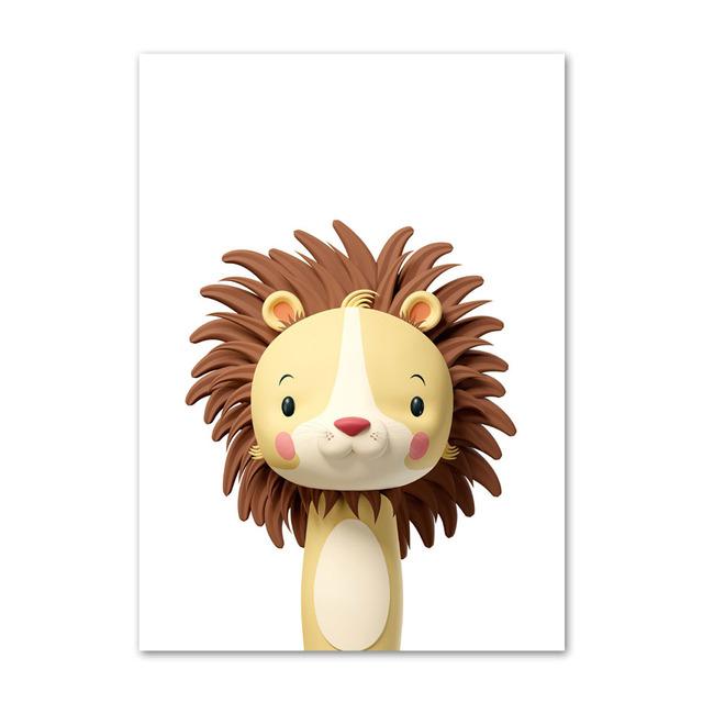 Nordic Poster Print Jungle Animal Elephant Zebra Tiger Lion Giraffe Leopard Nursery Wall Art Canvas Painting Pictures Kids Room