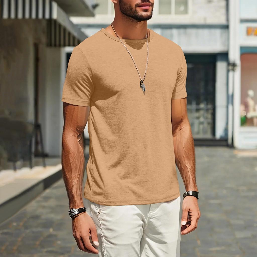 Мужская повседневная мода, комфорт, однотонный круглый вырез, свитер, свитшот, топы