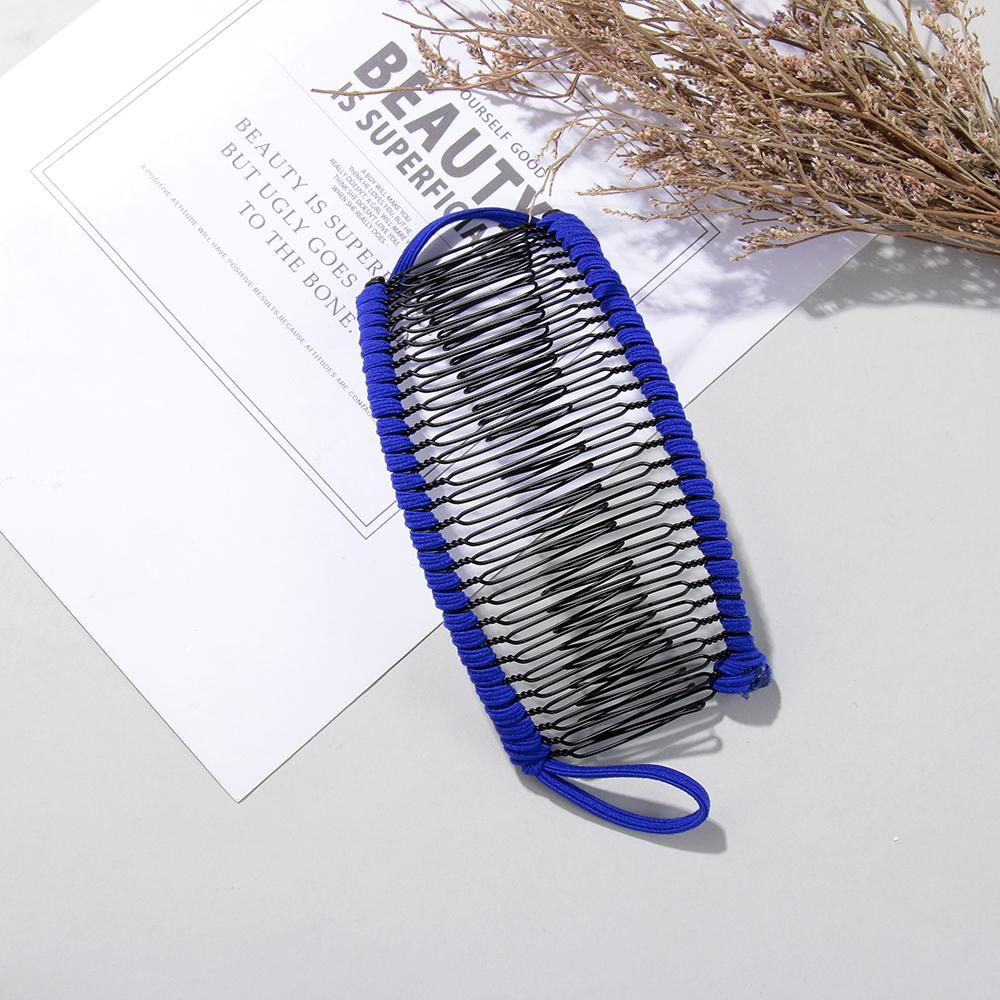 Женская Девочки Металлическая Шпилька Большой Размер Банан Заколка Для Волос Растягивающаяся Ленивая Расческа Для Волос Винтаж