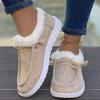 2024 Winter New European and American Foreign Trade Large Size Velvet Warm Women's Shoes Flat Bottom Round Head One Pedal Casual Cotton Shoes Women
