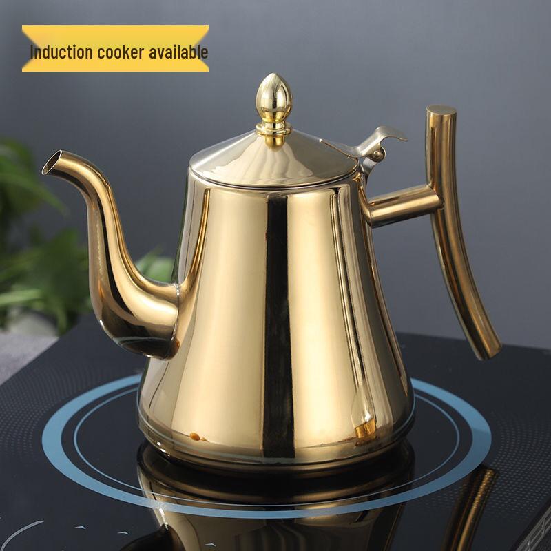 Stainless Steel European-Style Non-Magnetic Kettle Teapot with Filter – Universal for Household, Hotel, and Induction Cookers.