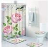 3D занавеска для душа с цветочным принтом пиона, водонепроницаемая полиэстеровая занавеска для ванной комнаты, противоскользящий коврик для ванной, набор ковриков для туалета, ковер, домашний декор