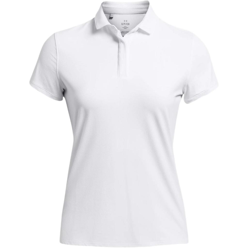 Under Armour Ua Iso-Chill Solid Logo Повседневная удобная рубашка поло с коротким рукавом Женские топы Белого цвета 1382814-100