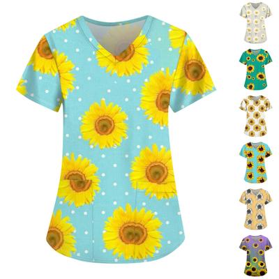 Женские свободные топы с коротким рукавом Повседневные топы больших размеров с V-образным вырезом и короткими рукавами Повседневные летние футболки Женские топы Футболки Рабочая одежда