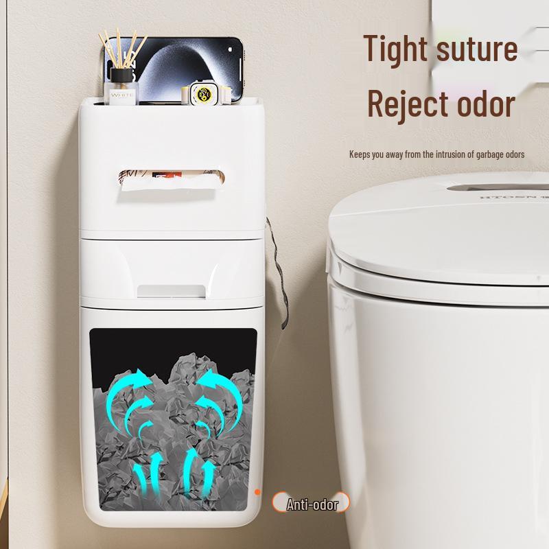 Настенное мусорное ведро для ванной комнаты с крышкой и держателем для туалетной бумаги для домашнего использования