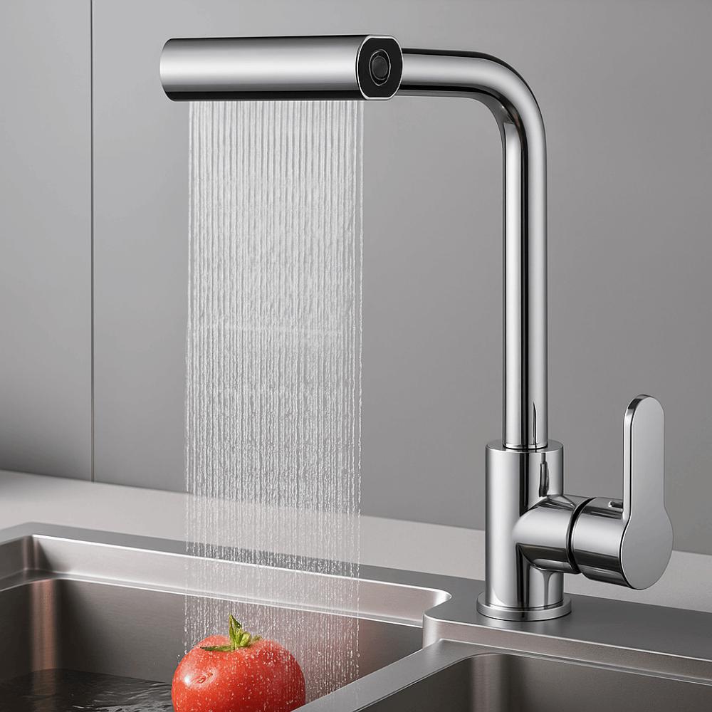 Hot Cold Single Hole 4 Modes Waterfall Faucet Sink Splash-proof Faucet Bathroom