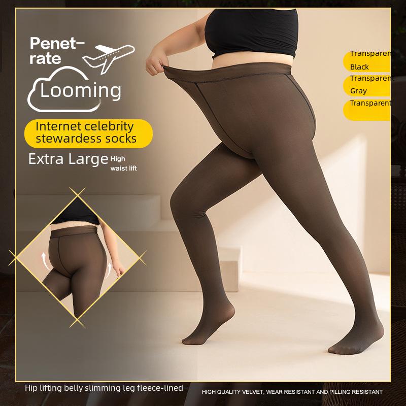 Серые толстые чулки с низом: Осенне-зимние колготки с защитой от зацепов для женщин больших размеров