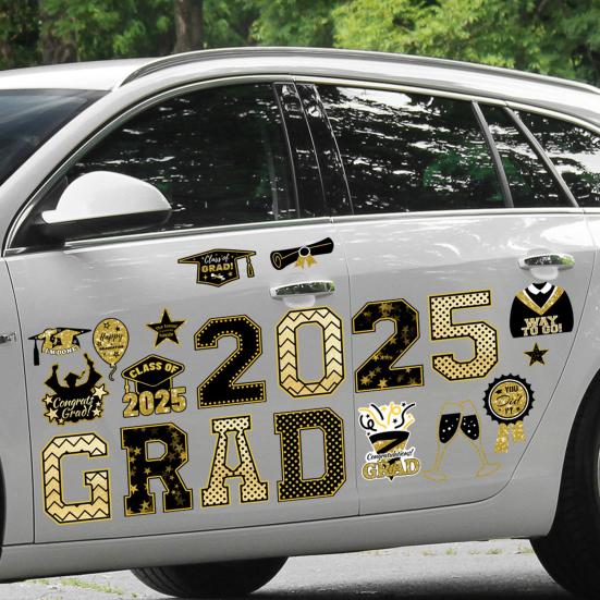 2025 Graduation Car Magnets Congrats Grad Magnetic Stickers Set Graduation Party Decor Magnets for Cars Fridge Garage Mailbox
