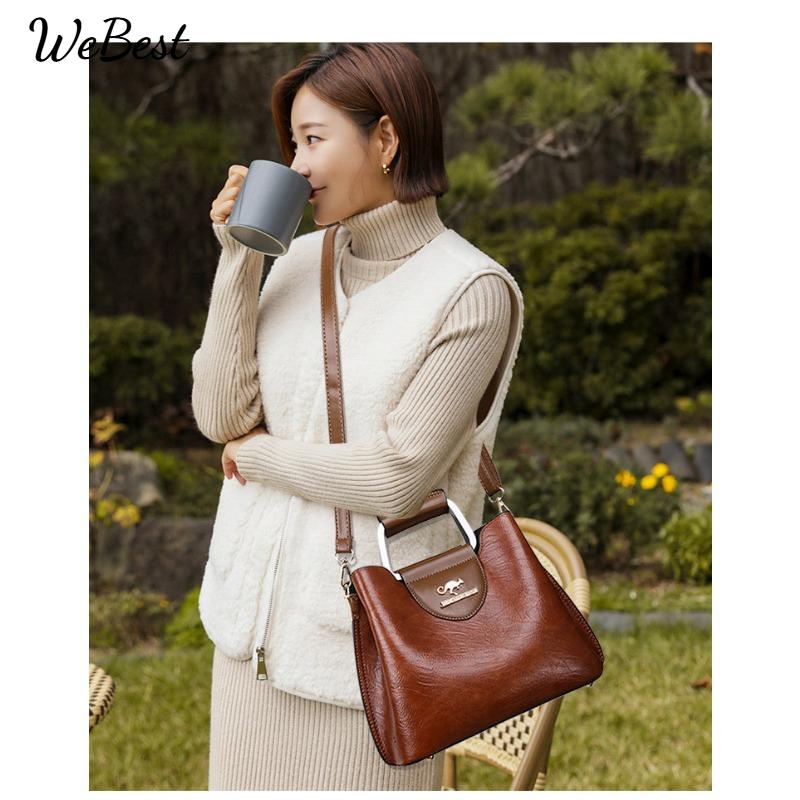 PU Soft Leather Texture Handheld Bag New Women Bag Niche Design Fashion Shoulder Sling Bag Large Capacity Tote Bag