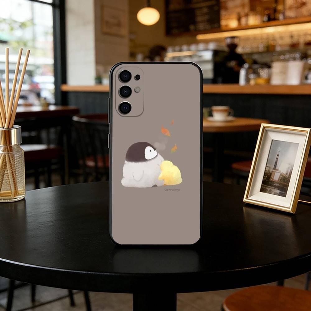 Милый мультяшный пингвин Чехол для телефона Для Samsung S25,S24,S21,S22,S23,S30,Ultra,S20,Plus,Fe,Lite,Note,10,Черный чехол