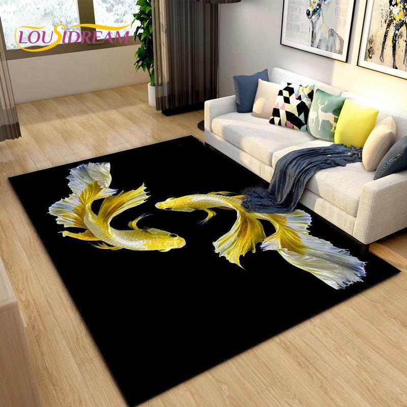3D Рыба Золотая Арована Бетта Коврик в виде Рыбы, Коврик для гостиной, Спальни, Дивана, Коврик, Декор, Нескользящий напольный коврик для детских игр