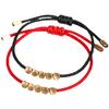 2 шт. Тибетский медный браслет из бусин, регулируемый, ручной работы, буддийский, с узлом удачи, браслет на красном+черном шнурке для женщин и мужчин