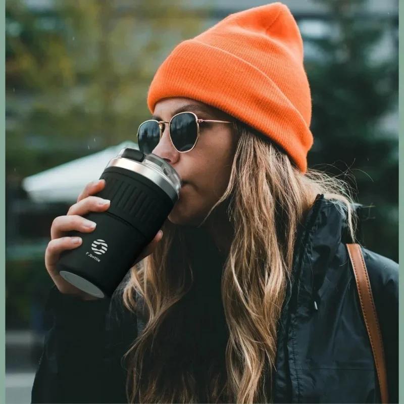 400ML Stainless Steel Coffee Cup Portable Car Thermos Mug for Tea Keep Cold Leak_Proof Insulated Cups Outdoor Travel Drinkware