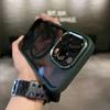 Роскошный магнитный металлический защитный бампер для объектива iPhone 16 15 14 13 12 11 Pro Max 16 Plus с беспроводной зарядкой, твердый прозрачный чехол