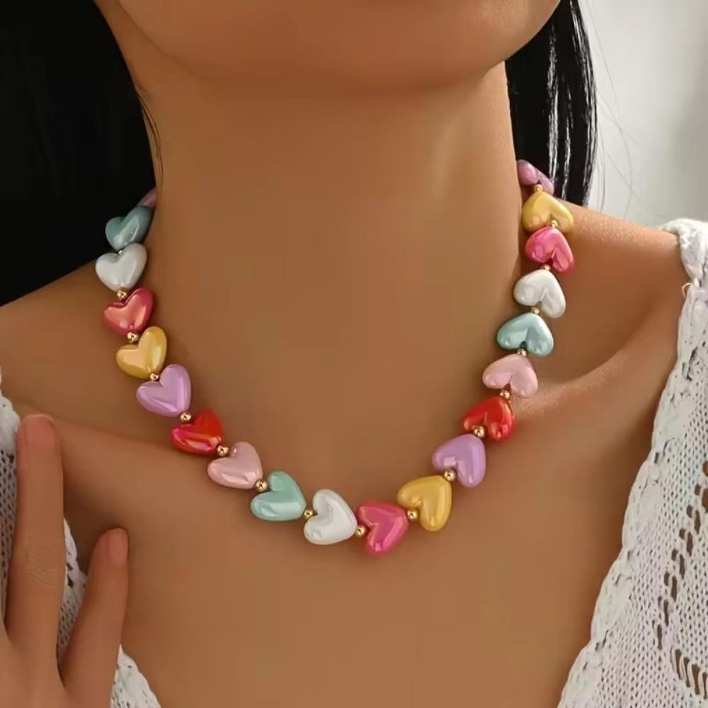 Acrylic Heart Shaped Necklace High-End Women's Jewelry Accessory New Dopamine Love Necklace Gift