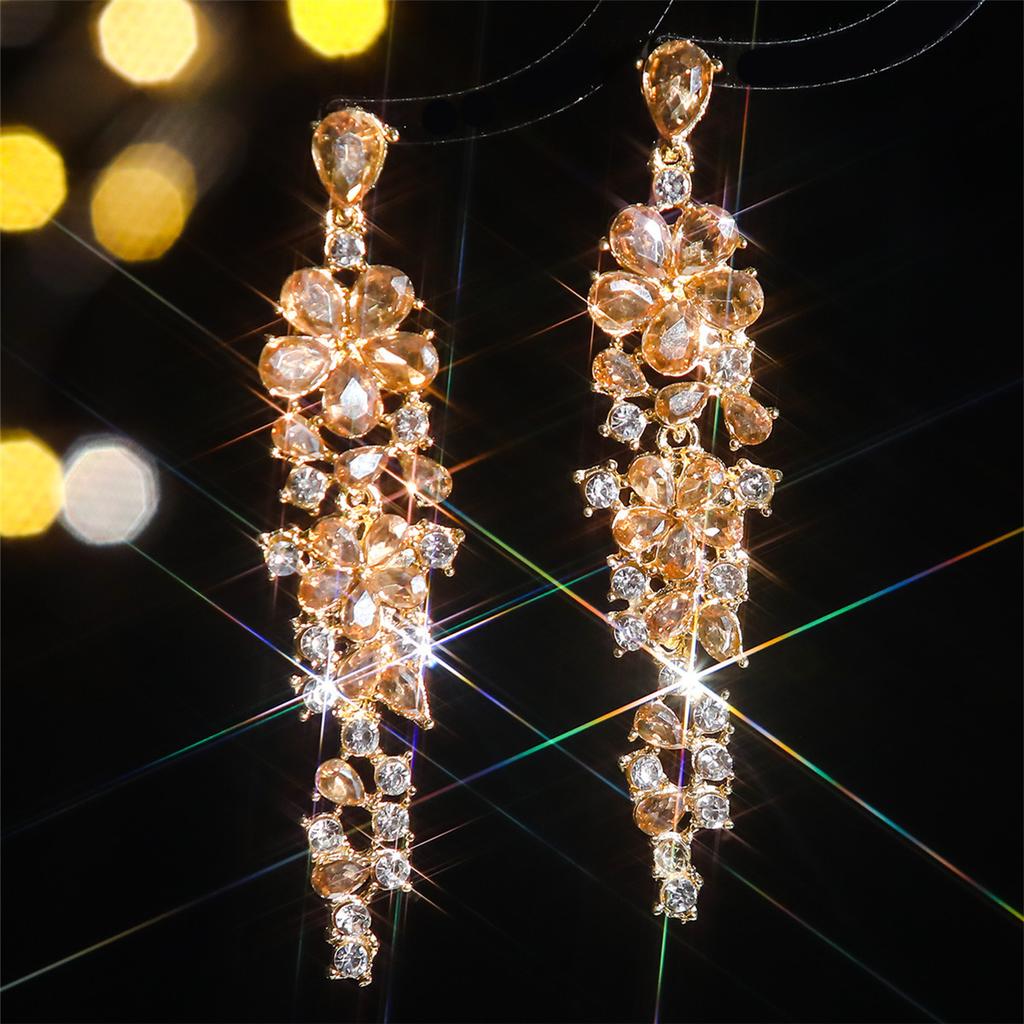 Модные длинные серьги с кристаллами, роскошные женские серьги высокого качества, 1 пара