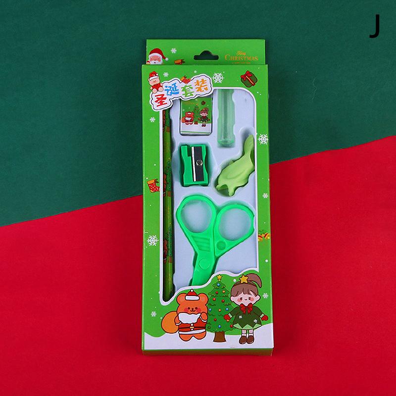 1 комплект рождественских канцелярских принадлежностей для детей, мультяшные карандаши, ластик, линейка, блокноты, набор ножей и карандашей, школьные принадлежности, подарок на день рождения