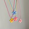 Cute Flower Necklace Colorful Pendant Necklace Romance Neck Jewelry Acrylic Material Gift for Girls and Youthful Women