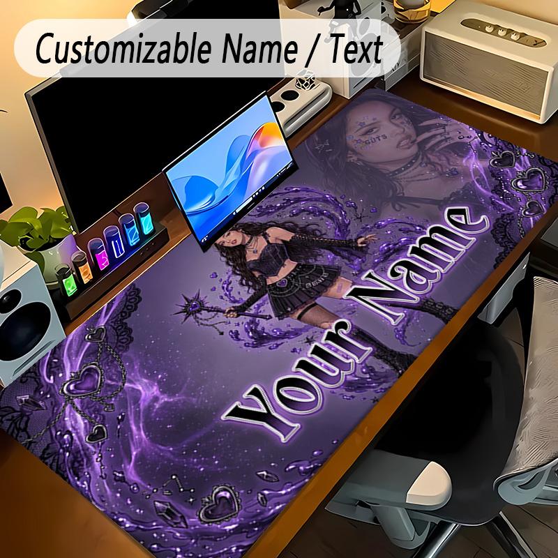 Large Mouse PadOlivia Rodrigo Custom Name Text Personalized Desk Mat Non Slip Gaming Pad