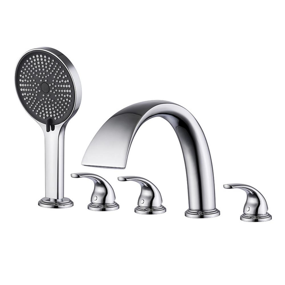 Rose Gold Bathtub Faucet Set Widespread Tub Sink Mixer Tap Brass Brushed Gold Bathroom Bath Shower Faucet with Hand shower Head