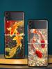 Жесткий чехол из поликарбоната с изображением золотой рыбки для Samsung Galaxy Z Flip 7 6 5 4 Черный чехол для Galaxy Z Flip 3 Складной корпус Fundas Сумка