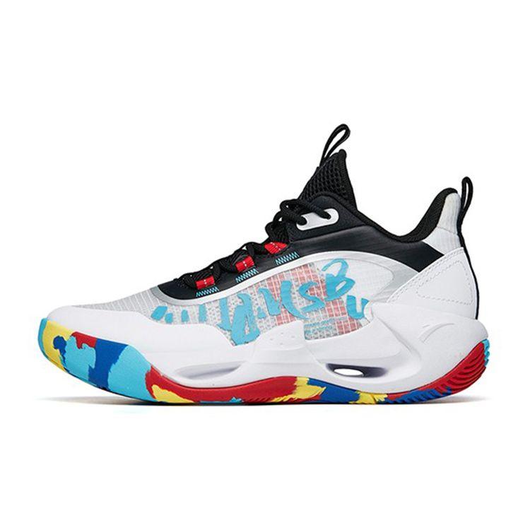 Anta Kids Basketball Shoes High Top Anti-Slip Shock Absorbing Wear-Resistant Kids Sneaker White Black 312221111-1