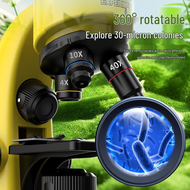 Детский HD микроскоп, научный набор с образцами, увеличение 40-16000x, для учеников начальной и средней школы.