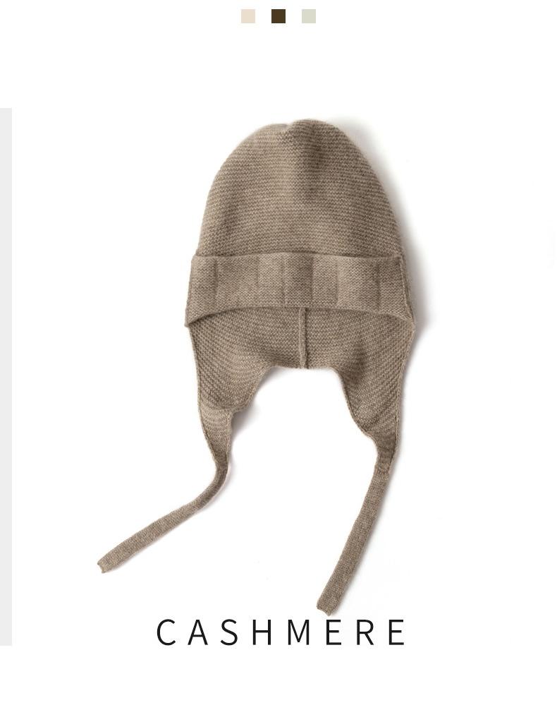 Женская шапка-ушанка из 100% чистого кашемира, вязаная, теплая, мягкая шапка-бини, аксессуар для холодной погоды