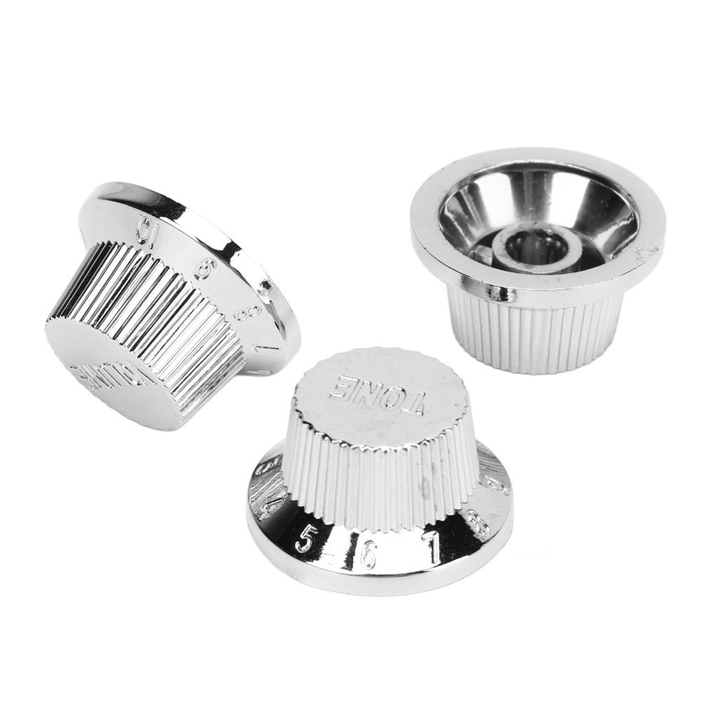 3PCS 2 Tone 1 Volume Guitar Control Knobs Silver Electric Guitar Knobs For Electric Guitar